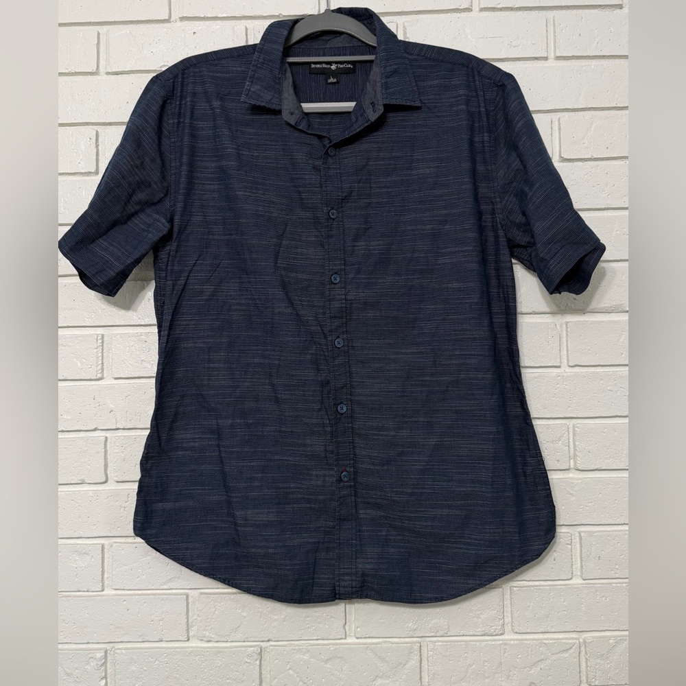 Men’s Beverly Hills Polo Club dark blue casual short-sleeve button-down shirt. L